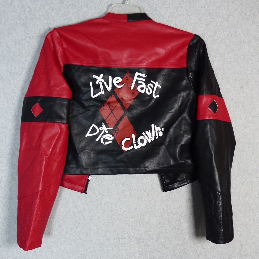 DC The Suicide Squad Harley Quinn Faux Leather Moto Jacket Large Cosplay **READ
